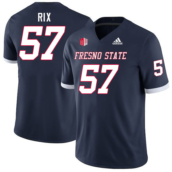 Men #57 Zane Rix Fresno State Bulldogs College Football Jerseys Stitched-Navy